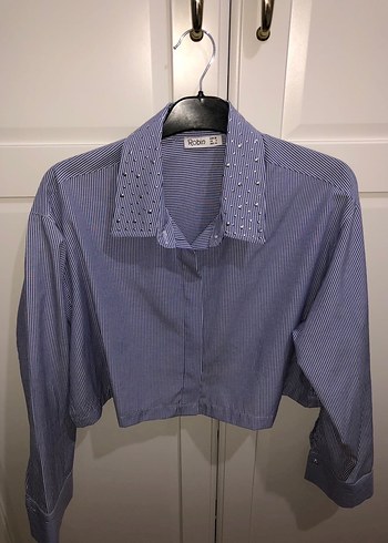 Düğmeli Mavi Denim Uzun Kollu Gömlek
