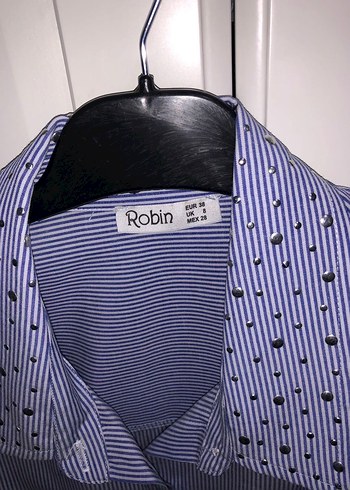 m Beden mavi Renk Düğmeli Mavi Denim Uzun Kollu Gömlek