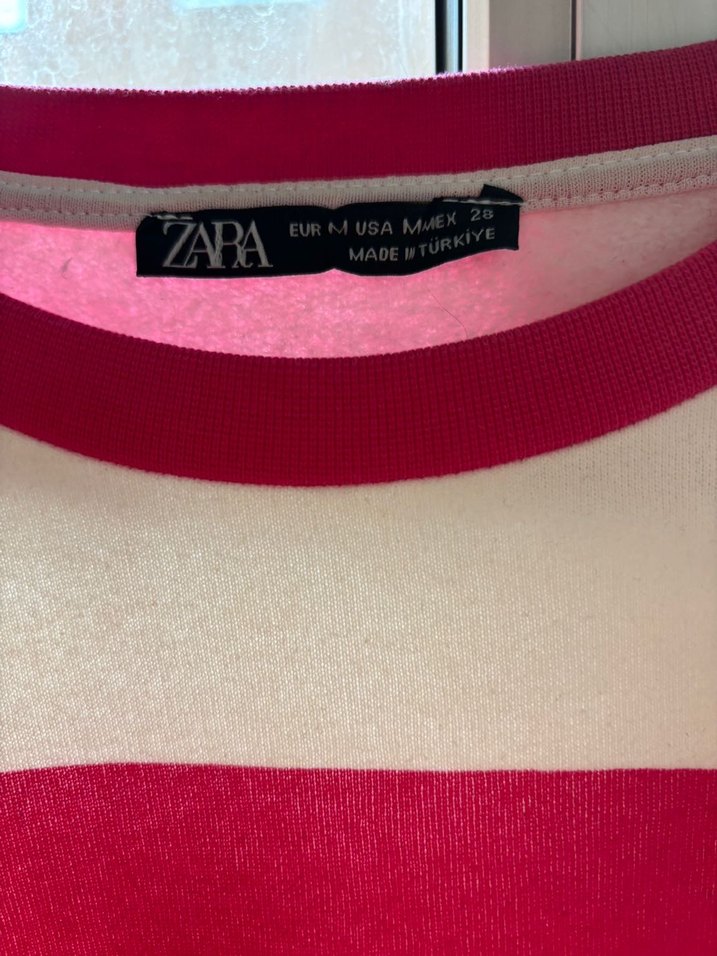 Kırmızı Beyaz Çizgili Kadın Triko Kazak - Görsel 2