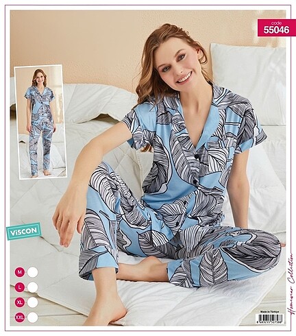 Pamuk Önden Düğmeli Kısa Kol Pijama Takımı
