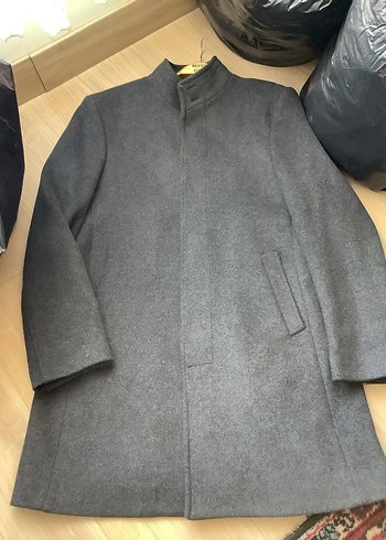 Gri Yüksek Yakalı Midi Erkek Kaban - Görsel 2