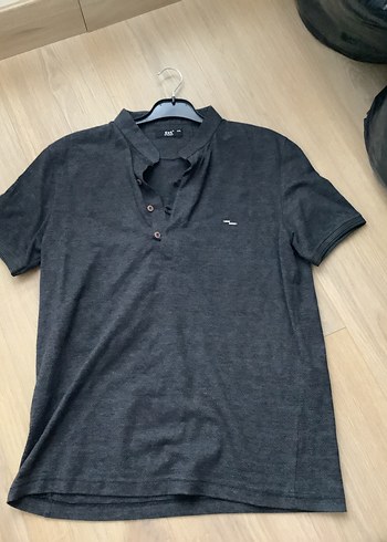 Düğmeli Yüksek Yakalı Gri Erkek Polo Tişört - Görsel 2