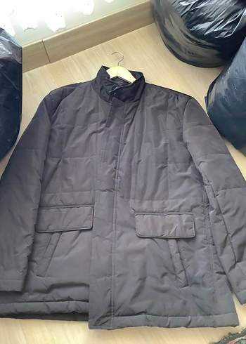 Düğmeli Siyah Erkek Kaban, Yüksek Yakalı - Görsel 2