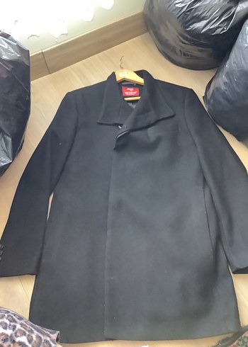 Düğmeli Siyah Erkek Midi Kaban - Görsel 2