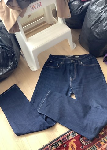 Erkek Lacivert Kemerli Regular Fit Denim Pantolon - Görsel 2