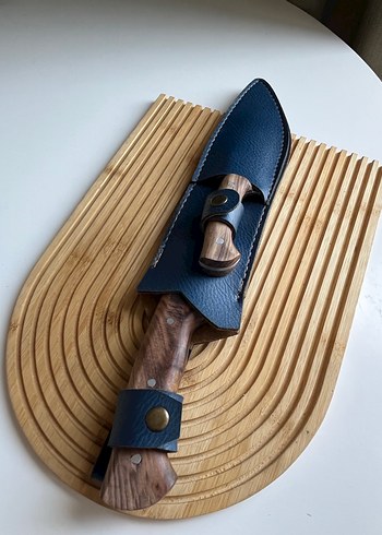 Ahşap Saplı 2'li Bıçak Seti ve Deri Kılıf - Görsel 5