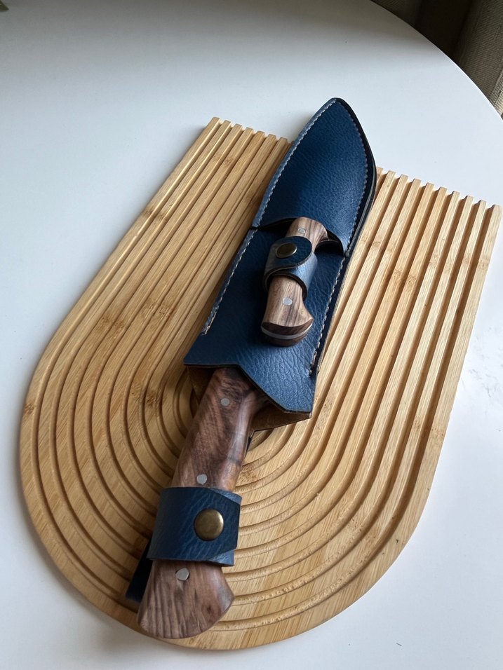 Ahşap Saplı 2'li Bıçak Seti ve Deri Kılıf - Görsel 5