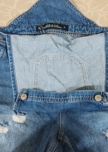 Kızlar için Mavi Kot Bol Kesim Askılı Tulum - Görsel 2