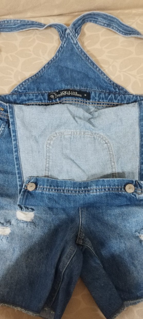 Kızlar için Mavi Kot Bol Kesim Askılı Tulum - Görsel 2