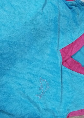 Kızlar için Mavi ve Pembe Bornoz #deniz #havuz #pareo - Görsel 2