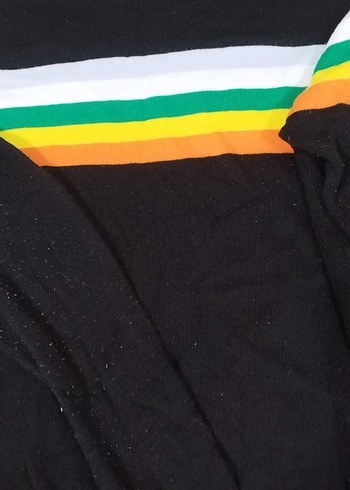 Renkli Çizgili Boğazlı Kadın Kazak - Görsel 2