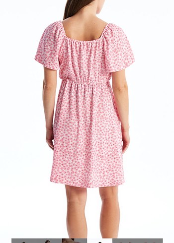 Pembe Pamuk Hamile Midi Elbise, Kısa Kollu, Salaş Kesim - Görsel 2