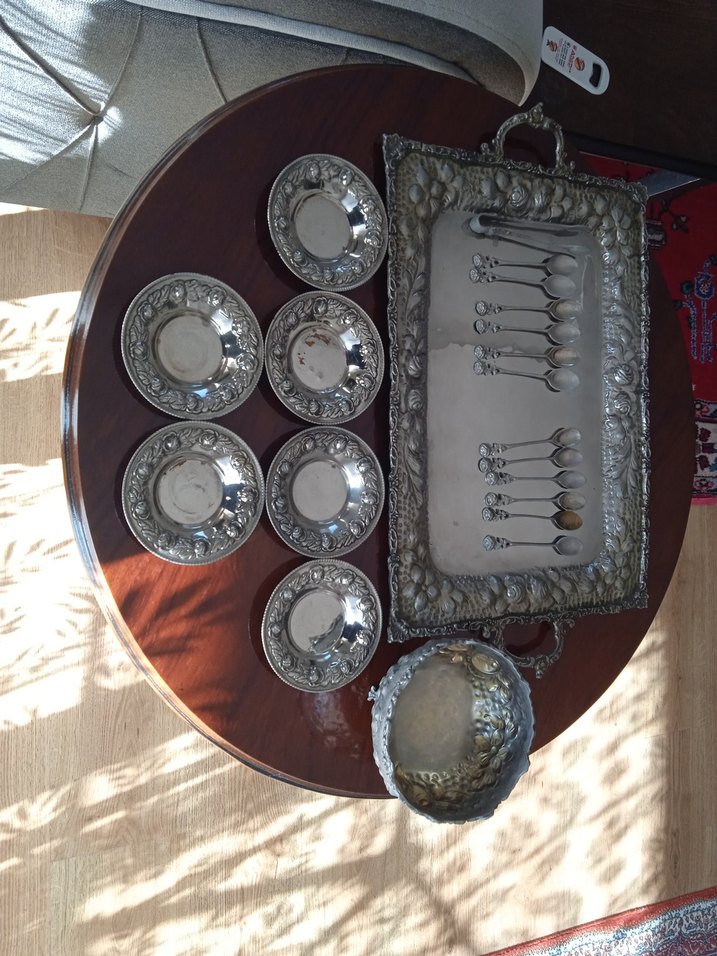 Amerikan Vintage Parlak Gümüş Kaplama Sofra Takımı - Görsel 3
