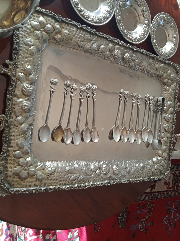 Amerikan Vintage Parlak Gümüş Kaplama Sofra Takımı - Görsel 4