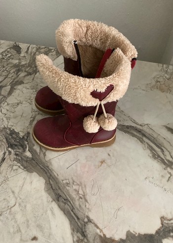 29 Beden bordo Renk Bordo Süet Kürklü Kız Çizmesi