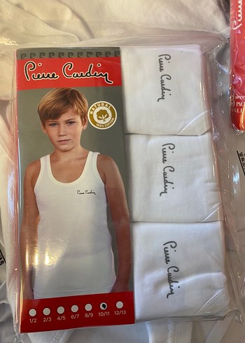 6 Yaş Beden beyaz Renk Pierre Cardin 3lü Çocuk Beyaz Baskılı Atlet