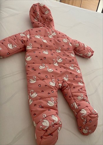 Kız Bebek Pembe Kuğu Desenli Tulum - Görsel 4