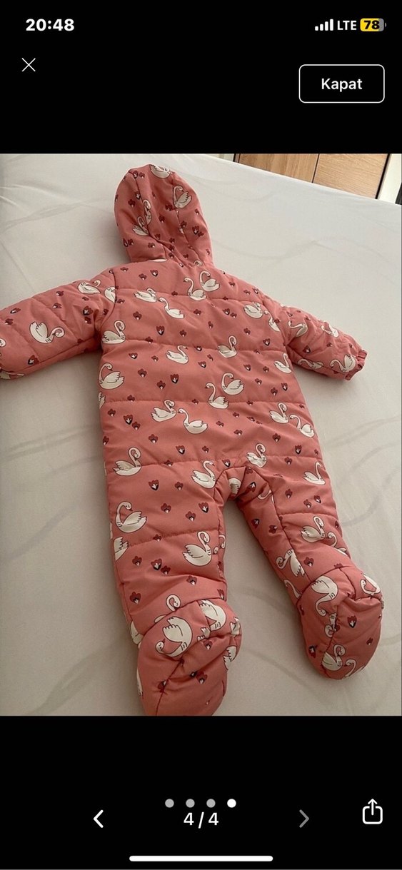 Kız Bebek Pembe Kuğu Desenli Tulum - Görsel 4