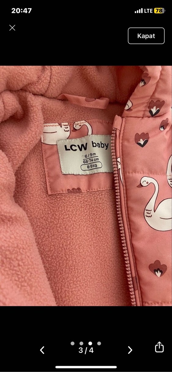 Kız Bebek Pembe Kuğu Desenli Tulum - Görsel 3