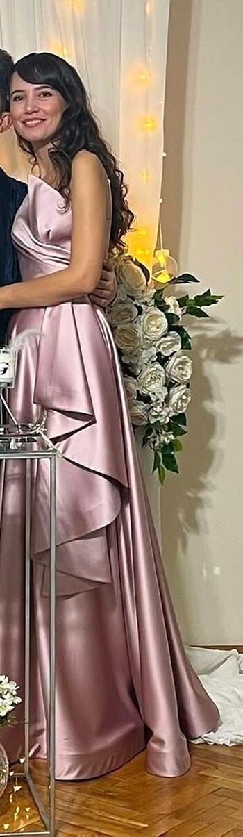 Saten nişan elbisesi - Görsel 3