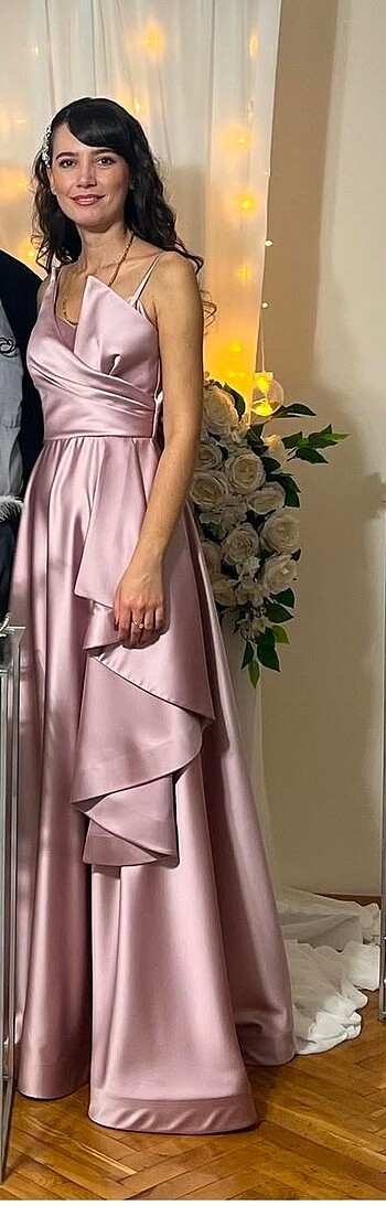 Saten nişan elbisesi - Görsel 2