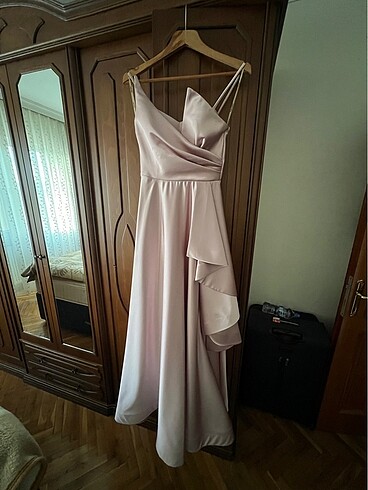 Saten nişan elbisesi - Görsel 4