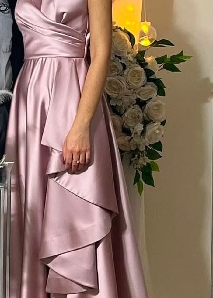 Saten nişan elbisesi - Görsel 2