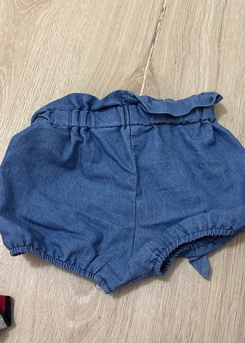 Kemerli Mavi Kız Kot Şort - Görsel 2