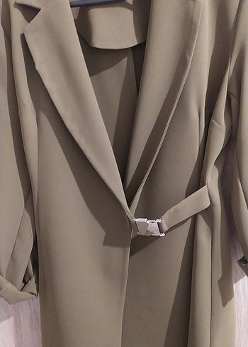 yağ yeşili, kruvaze elbise - Görsel 2