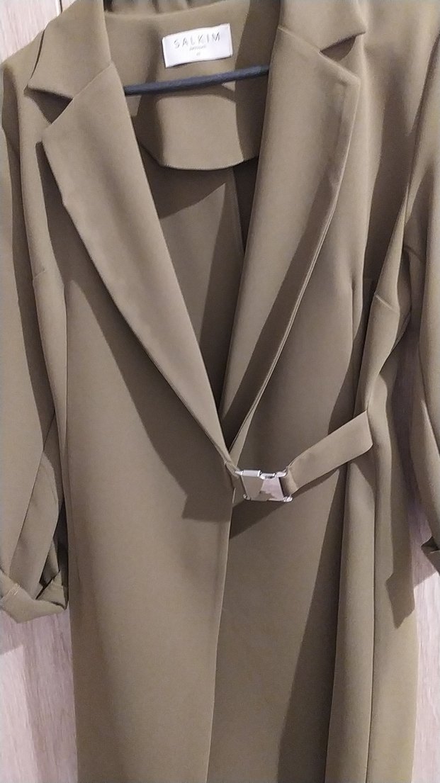 yağ yeşili, kruvaze elbise - Görsel 2