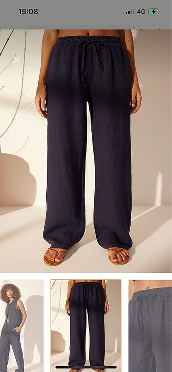 Trendyolmilla lacivert keten pantolon
