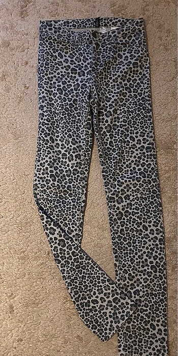 Leopar Desen Düşük Bel Skinny Jean