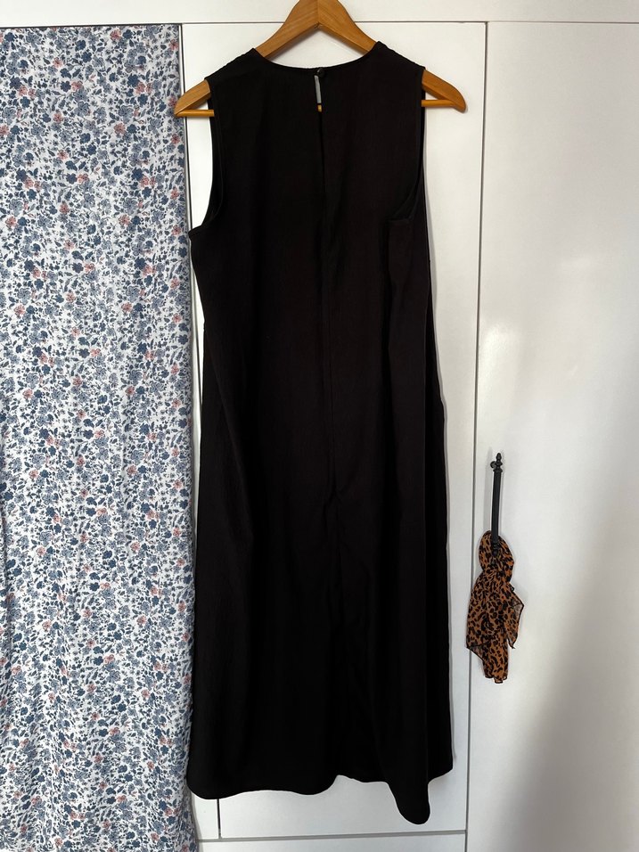 Siyah Keten Salaş Uzun Elbise - Görsel 3