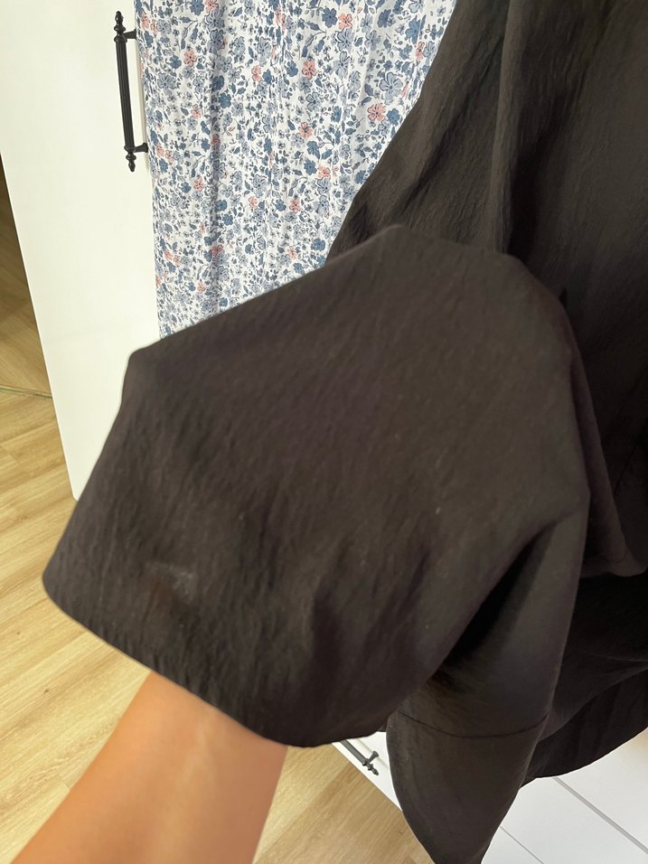 Siyah Keten Salaş Uzun Elbise - Görsel 4