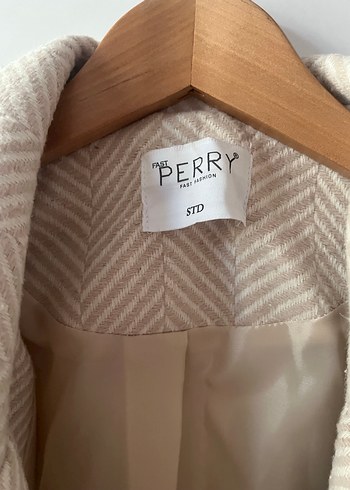 Bej Midi Kadın Pamuklu Düğmeli Ceket ,Krem rengi kaban - Görsel 2