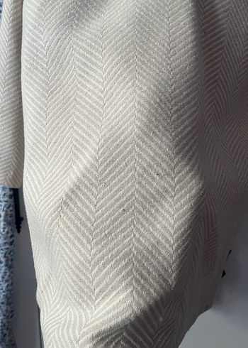 Bej Midi Kadın Pamuklu Düğmeli Ceket ,Krem rengi kaban - Görsel 4