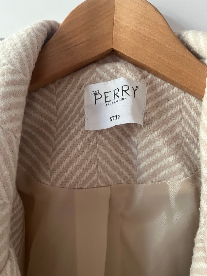 Bej Midi Kadın Pamuklu Düğmeli Ceket ,Krem rengi kaban - Görsel 2