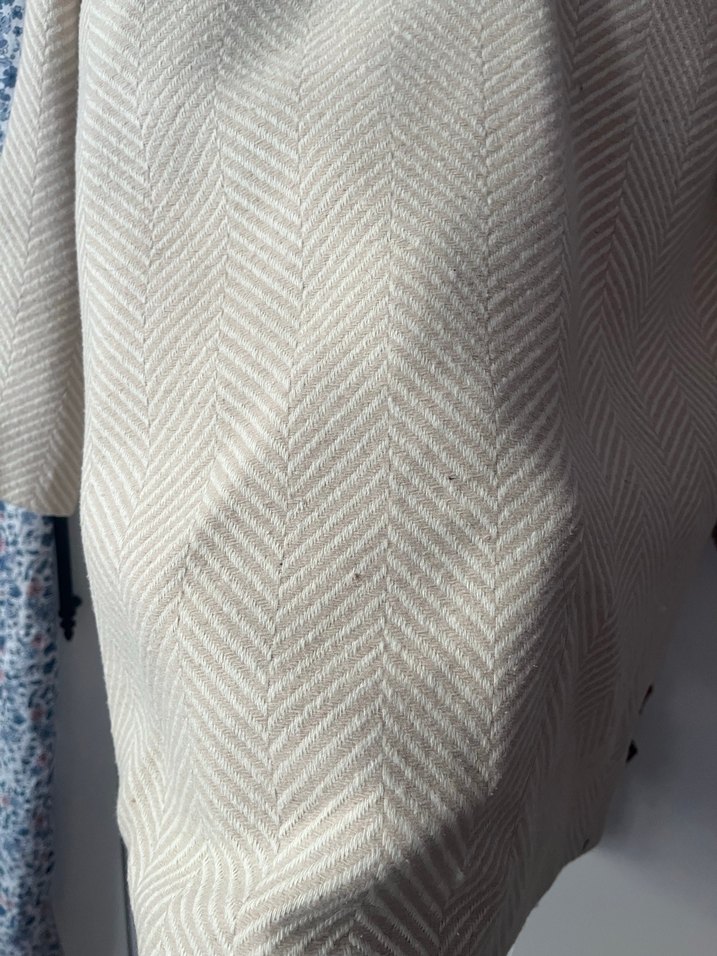 Bej Midi Kadın Pamuklu Düğmeli Ceket ,Krem rengi kaban - Görsel 4