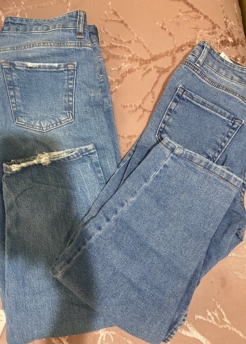 diğer Beden Mavi Bol Kesim Midi Kadın Denim Pantolon
