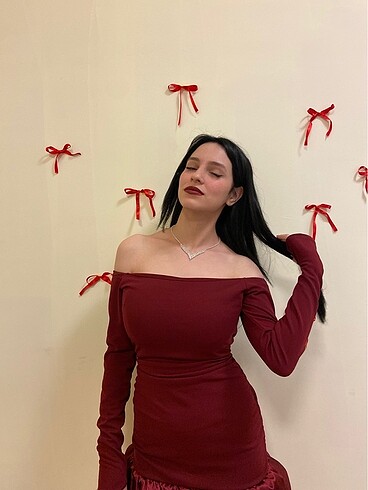 s Beden Kayık yaka balon elbise