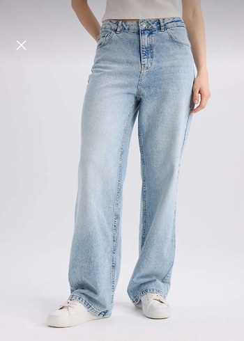Pastel Mavi Bol Kesim Midi Denim Jean