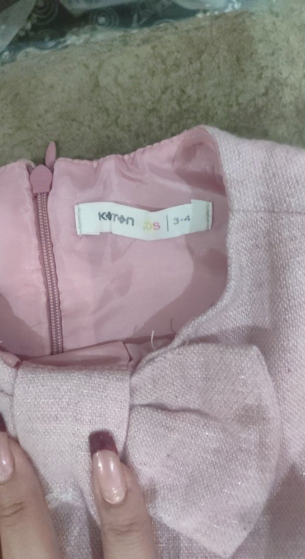 Kız Çocuk Pembe Fiyonklu Kolsuz Elbise - Görsel 2