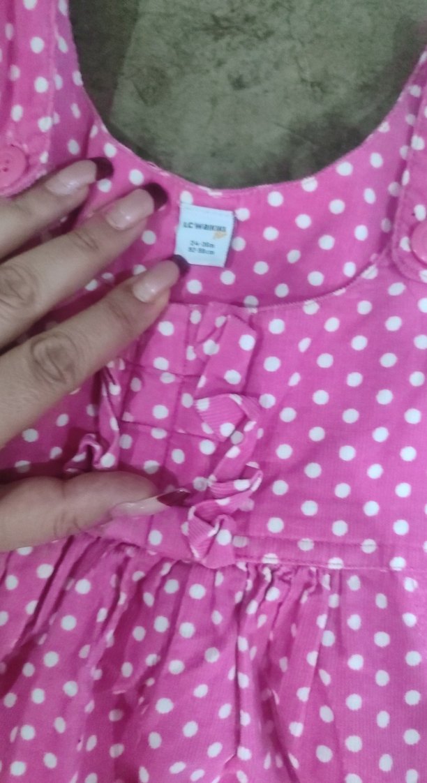 Pembe Puantiyeli Kız Çocuk Elbisesi - Görsel 2