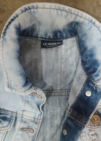 Düğmeli Kis çocuk Mavi Denim Ceket - Görsel 2