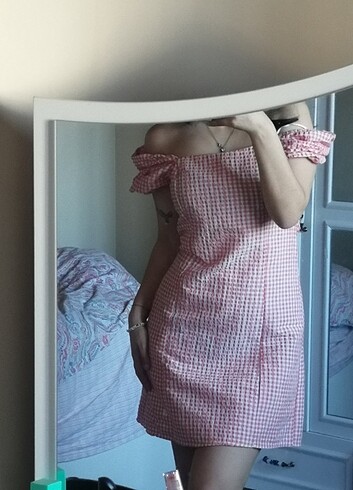 s Beden Lcw pembe balon kol elbise