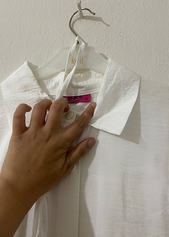 Zara Düğmeli Beyaz Keten Kadın Gömlek