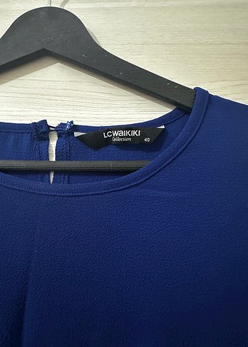 Uzun Kollu Mavi Midi Kadın Tunik - Görsel 3