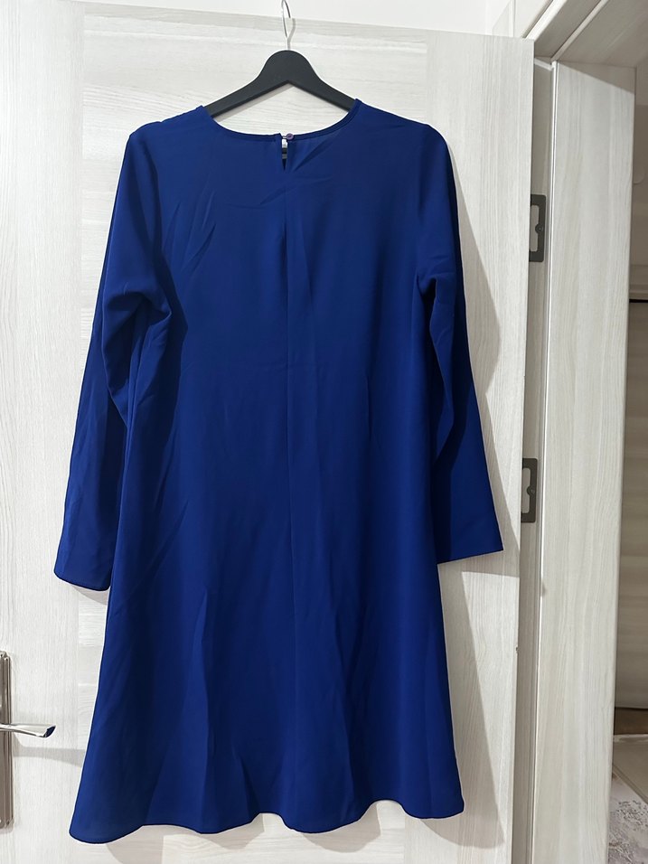 Uzun Kollu Mavi Midi Kadın Tunik - Görsel 2