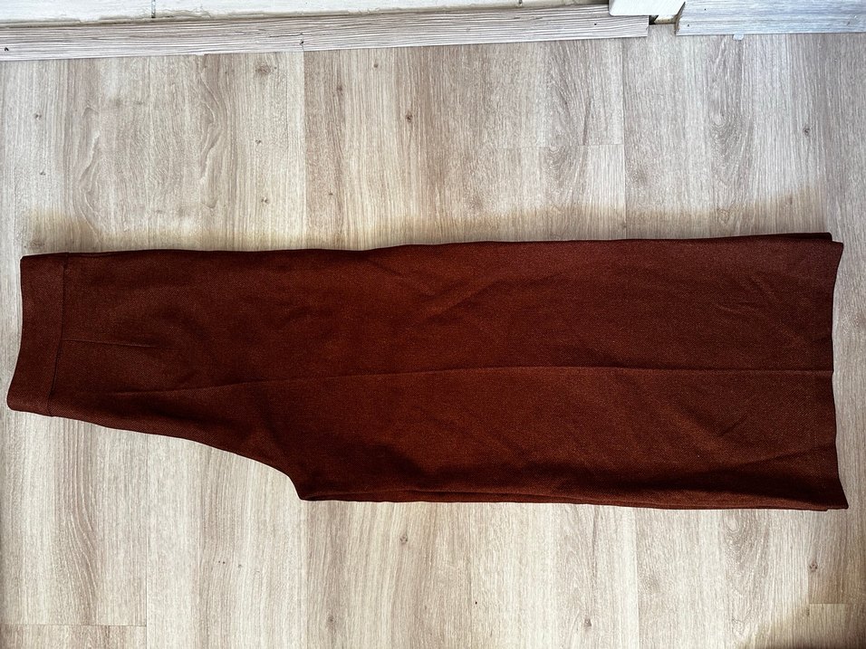 Kahverengi Pilili Kadın Kumaş Pantolon - Görsel 2