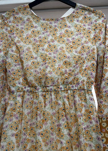 Bej Çiçekli Uzun Bohem Elbise - Görsel 2